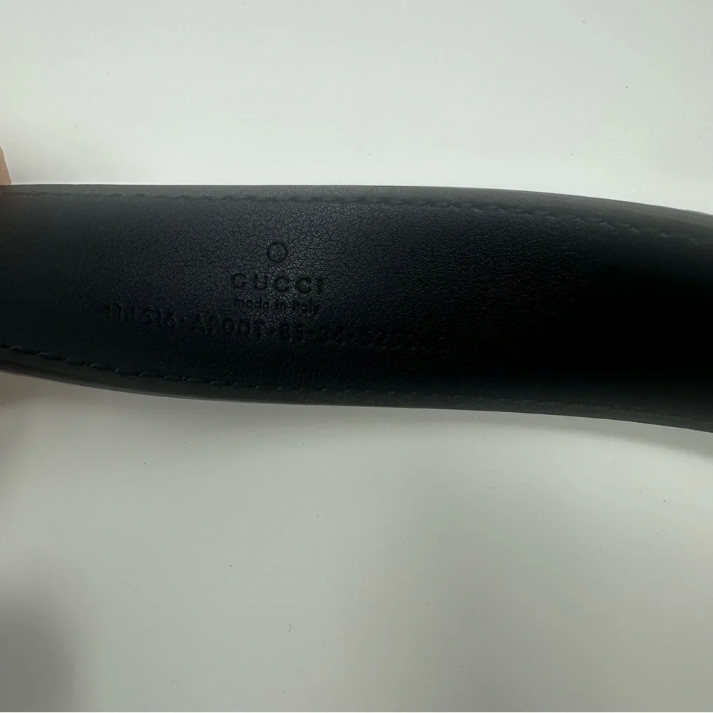 Gucci Unisex Black Belt with Gold GG Marmont Buckle